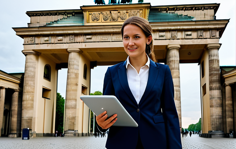 Business Professional in Berlin**
"A professional marketing manager, female, in her late 20s, wearing a stylish, fully clothed business suit appropriate for a Berlin office, standing confidently in front of the Brandenburg Gate, holding a tablet displaying marketing analytics data, showcasing a successful campaign, safe for work, perfect anatomy, correct proportions, natural pose, professional photography, high quality, overcast lighting, modest attire."
**