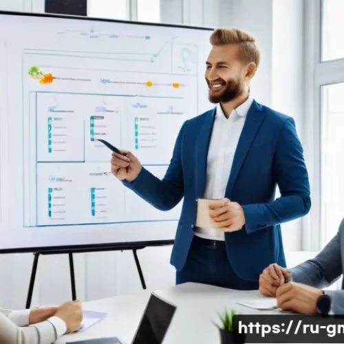 해외마케팅 글로벌 캠페인 성공 스토리 - A group of modern Russian marketing professionals, diverse in age and gender, enthusiastically brain...