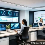 Home 23 해외마케팅 분야 채용 시장 분석 - A professional international marketing team collaborating in a modern office with diverse cultural b...